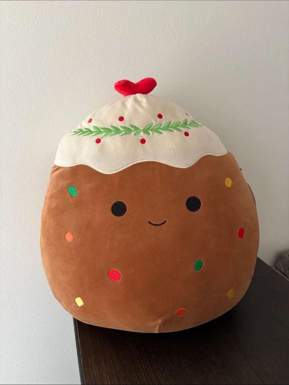 Squishmallows Holiday Pudding Pillow - Brown, Cream, Red, Green